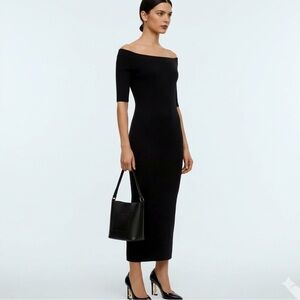AllSaints Lavigne Black Rib Knit Midi Dress New with Tags Size Small